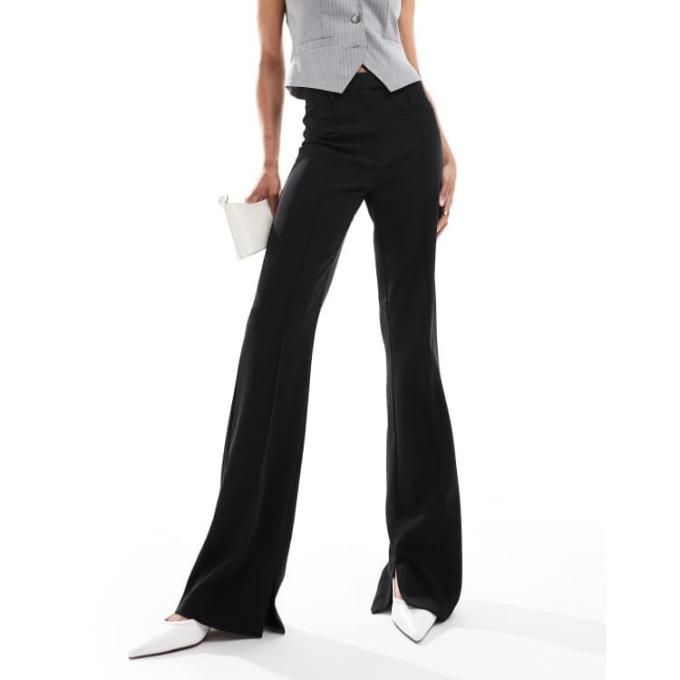 ASOS DESIGN Tall tailored slinky skinny flare trousers in black | ASOS
