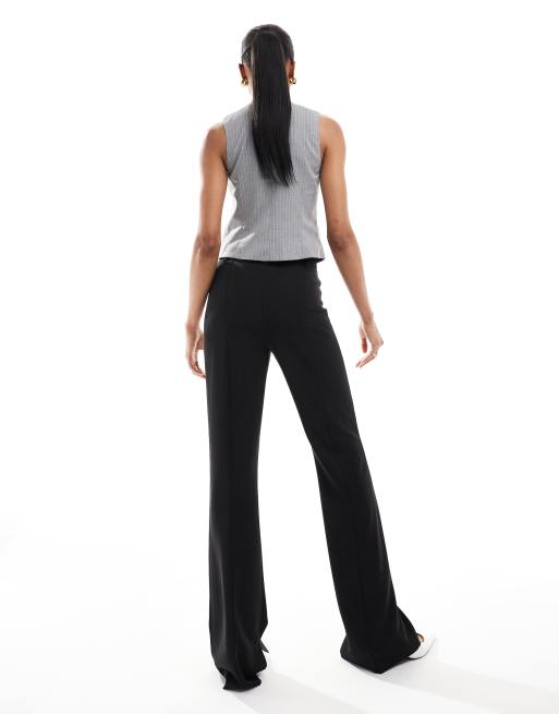ASOS DESIGN Tall tailored slinky skinny flare trousers in black, 4 of 5