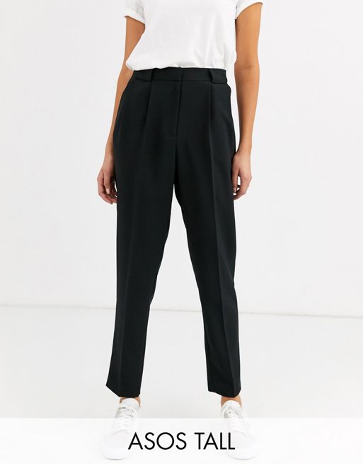 ASOS DESIGN Tall elastic waist tailored trouser in black