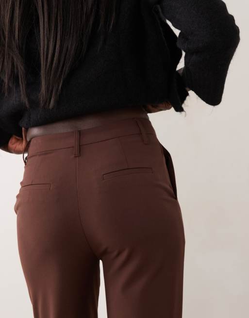ASOS DESIGN Tall Tailored snatch flare in chocolate, 3 of 5
