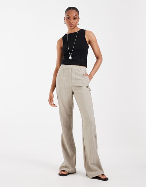 ASOS DESIGN Tall tailored snatch flare in herringbone stripe - view 1