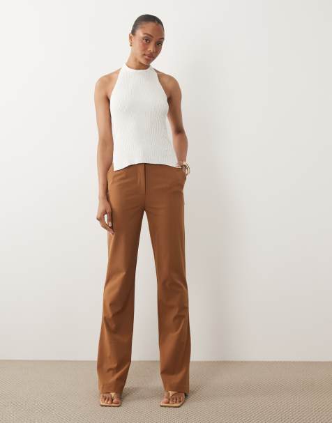 ASOS DESIGN Tall tailored snatch flare in tan - view 1