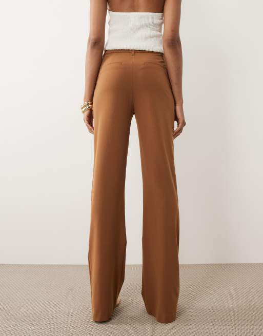 ASOS DESIGN Tall tailored snatch flare in tan, 4 of 5