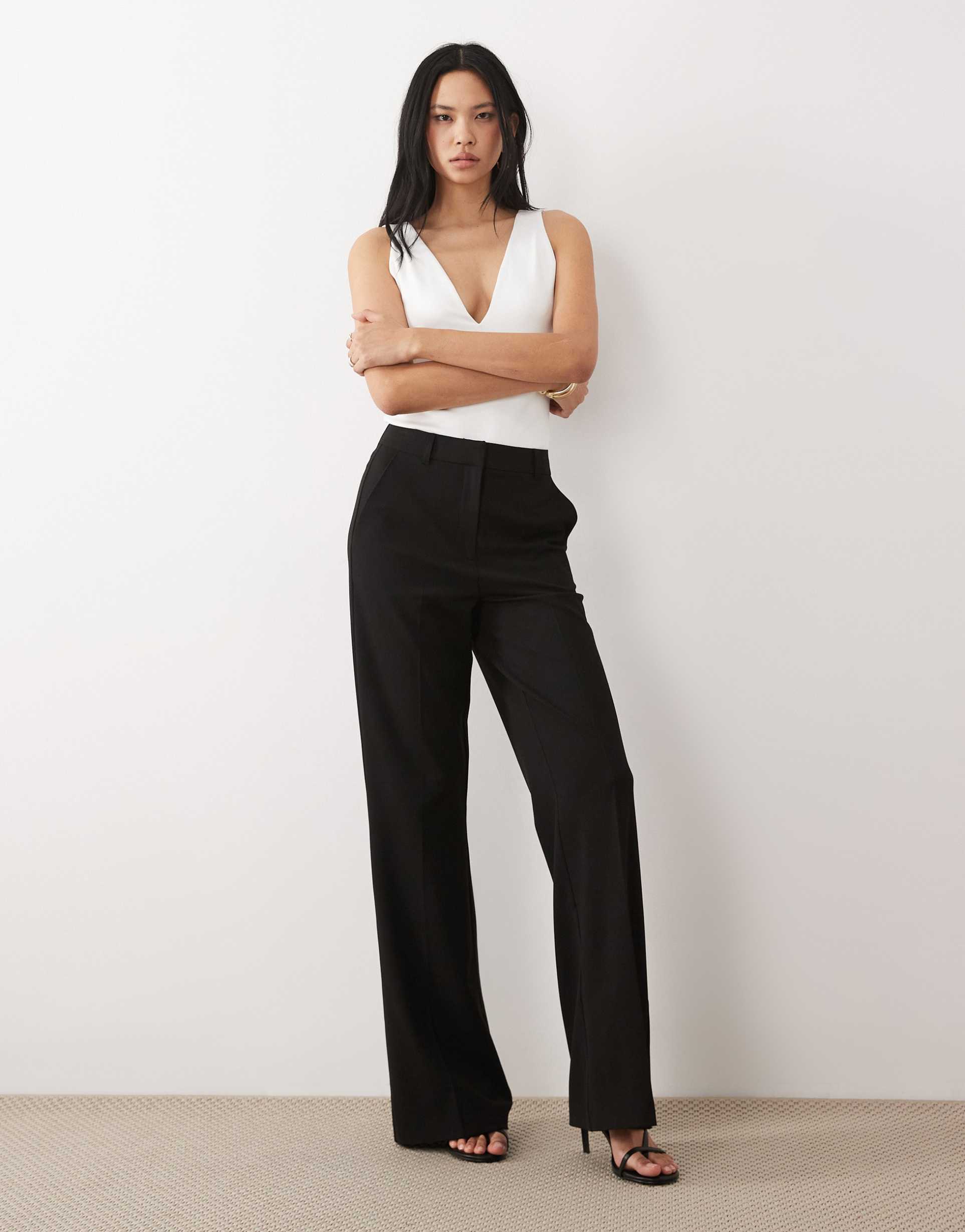 asos design tall tailored snatch flare pants in black