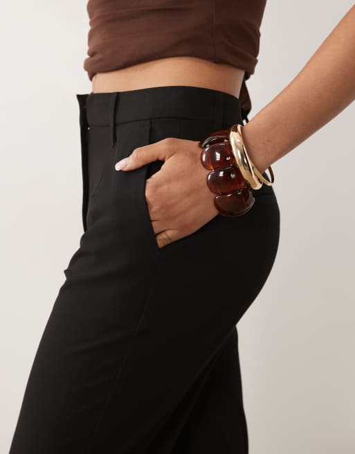 ASOS DESIGN Tall tailored snatch flare pants in black, 5 of 5