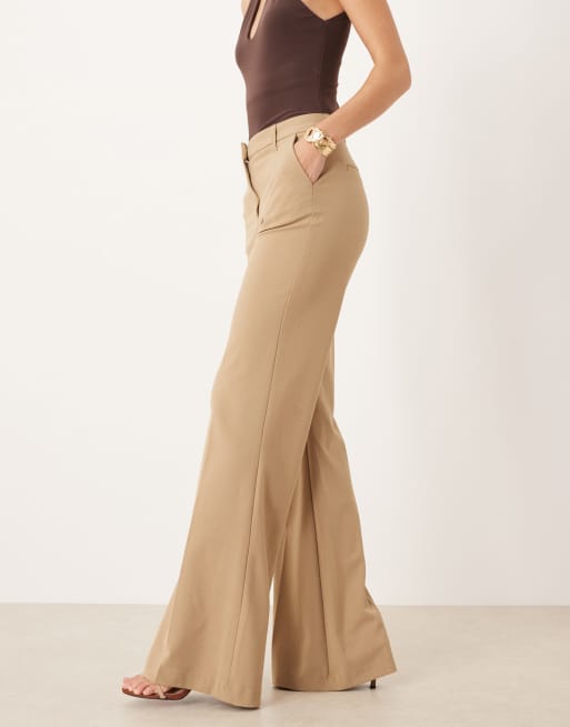 ASOS DESIGN Tall tailored snatch flare pants in camel