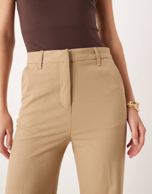 ASOS DESIGN Tall tailored snatch flare pants in camel