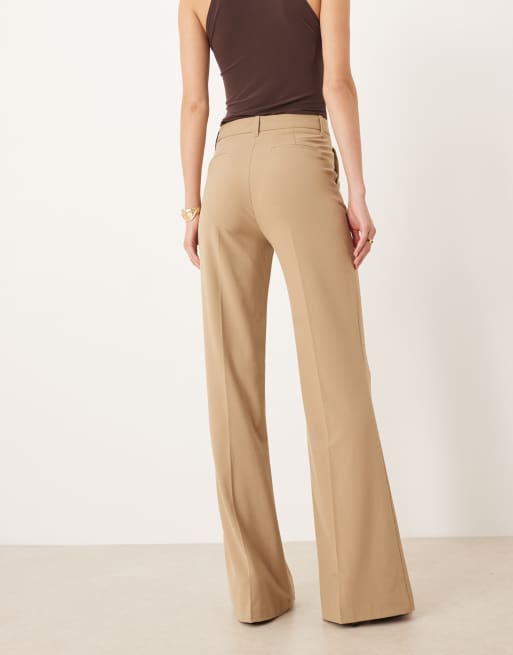 ASOS DESIGN Tall tailored snatch flare pants in camel