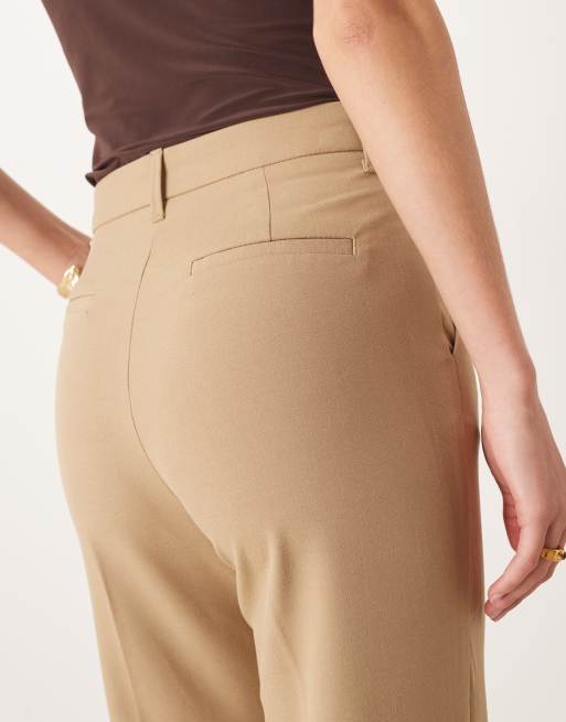 ASOS DESIGN Tall tailored snatch flare pants in camel