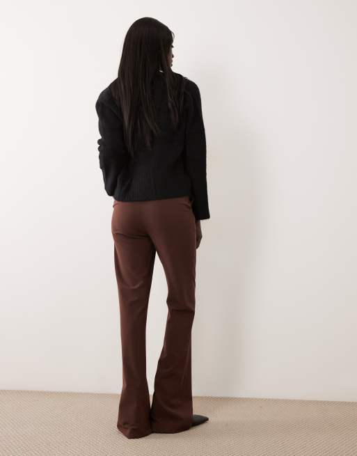 ASOS DESIGN Tall tailored snatch flare pants in chocolate, 4 of 5