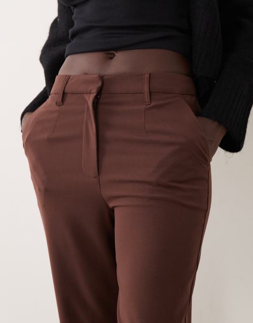 ASOS DESIGN Tall tailored snatch flare pants in chocolate, 5 of 5
