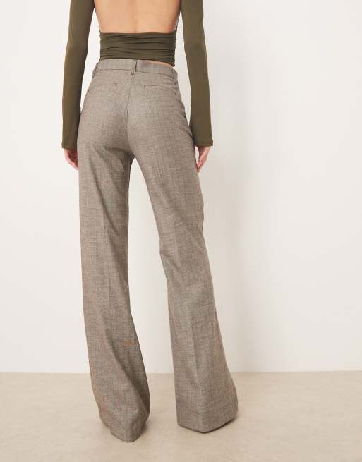 ASOS DESIGN Tall tailored snatch flare pants in herringbone