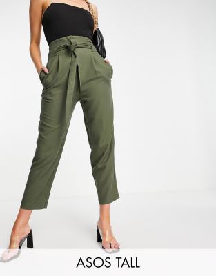 ASOS Tailored High Waist Tapered PANTS With Tie Waist