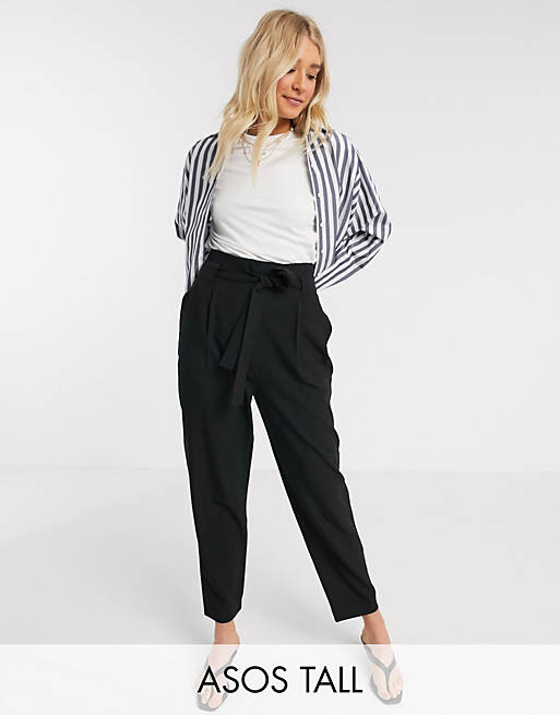 ASOS DESIGN Tall tailored tie waist tapered ankle grazer trousers