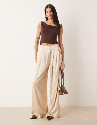 ASOS DESIGN ASOS DESIGN Tall tailored unstructured palazzo trousers co-ord in oyster-White