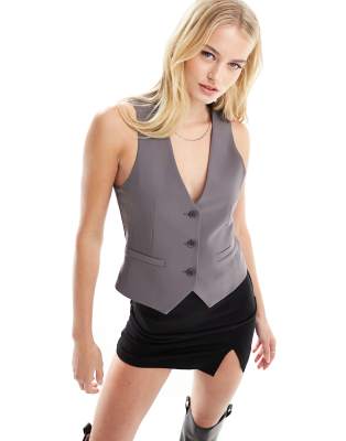 ASOS DESIGN Tall tailored vest in gray