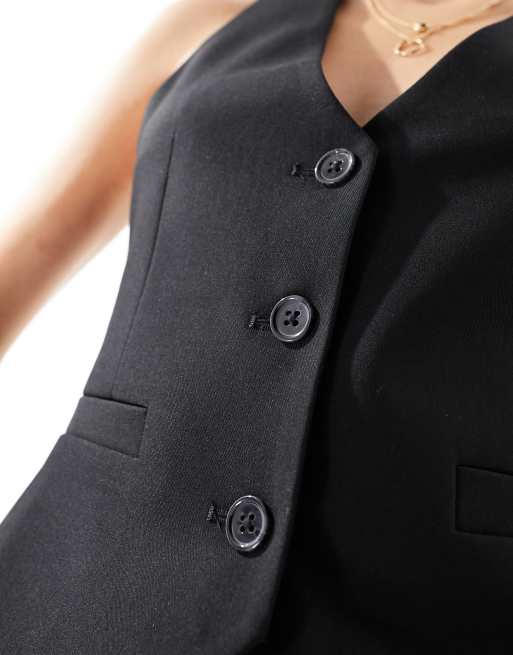 ASOS DESIGN Tall tailored waistcoat in black, 3 of 4