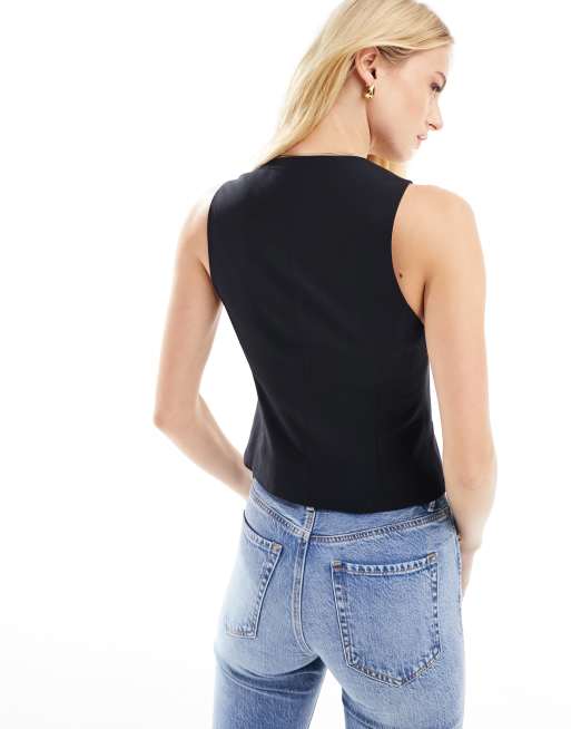 Asos black waistcoat sale