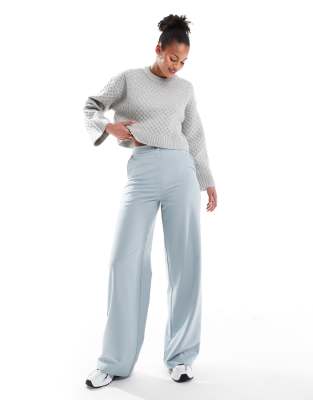 Tall tailored wide leg dad pants in blue