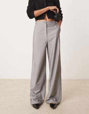 ASOS DESIGN Tall tailored wide leg dad pants in gray