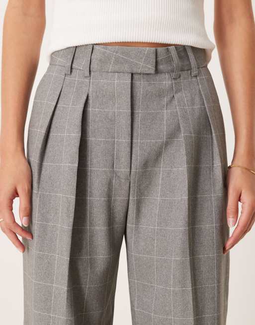 ASOS DESIGN Tall tailored wide leg pants with pleat detail in grid check