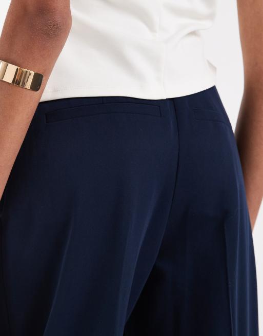 ASOS DESIGN Tall tailored wide leg pants with pleat detail in navy, 5 of 5
