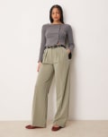 [ASOS DESIGN] ASOS DESIGN Tall tailored wide leg pants with pleat detail in pistachio-Green 14 Pistachio