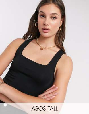 ASOS DESIGN Tall vest with sexy square neck in black - ASOS Price Checker