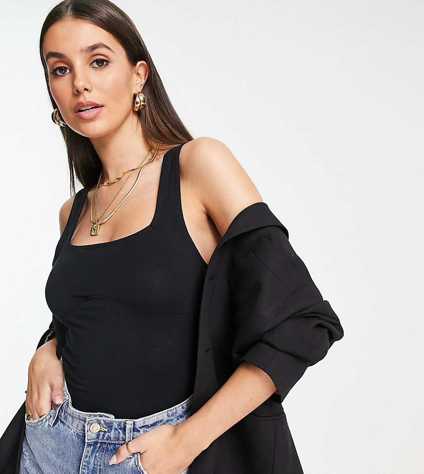 ASOS DESIGN Tall tank with square neck and bust seam in black