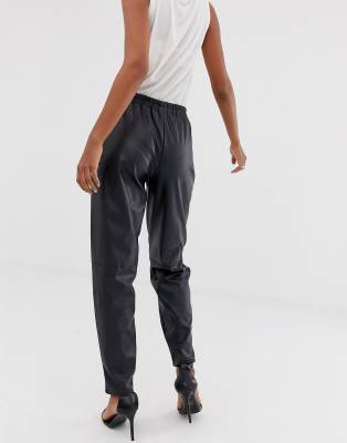 asos tall leather trousers