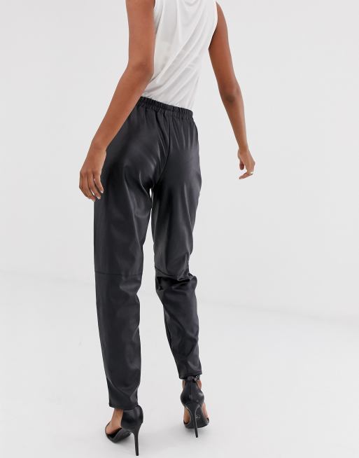 ASOS DESIGN Tall tapered leather look trousers, 2 of 4