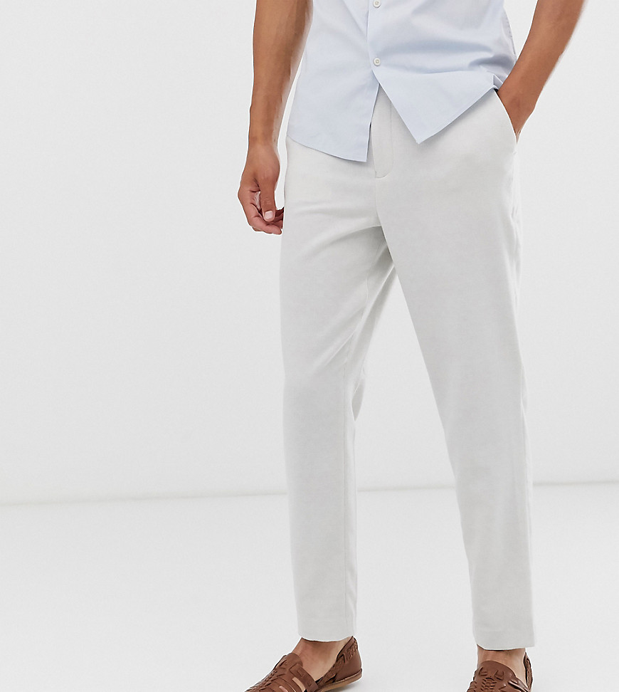 ASOS DESIGN Tall tapered smart trouser in textured off white
