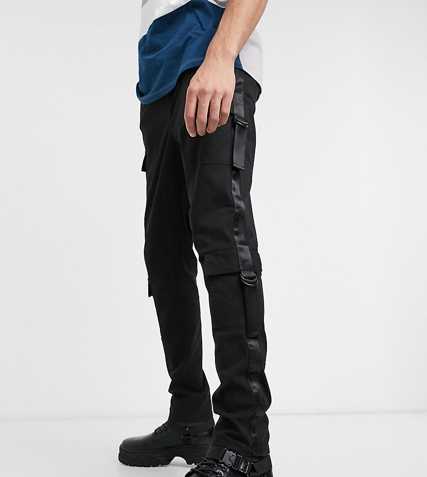 ASOS DESIGN Tall tapered trousers with side taping detail-Black
