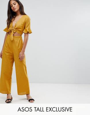 yellow cut out jumpsuit