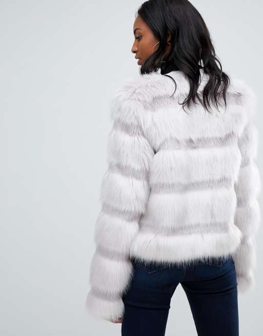 Asos design textured hot sale faux fur coat