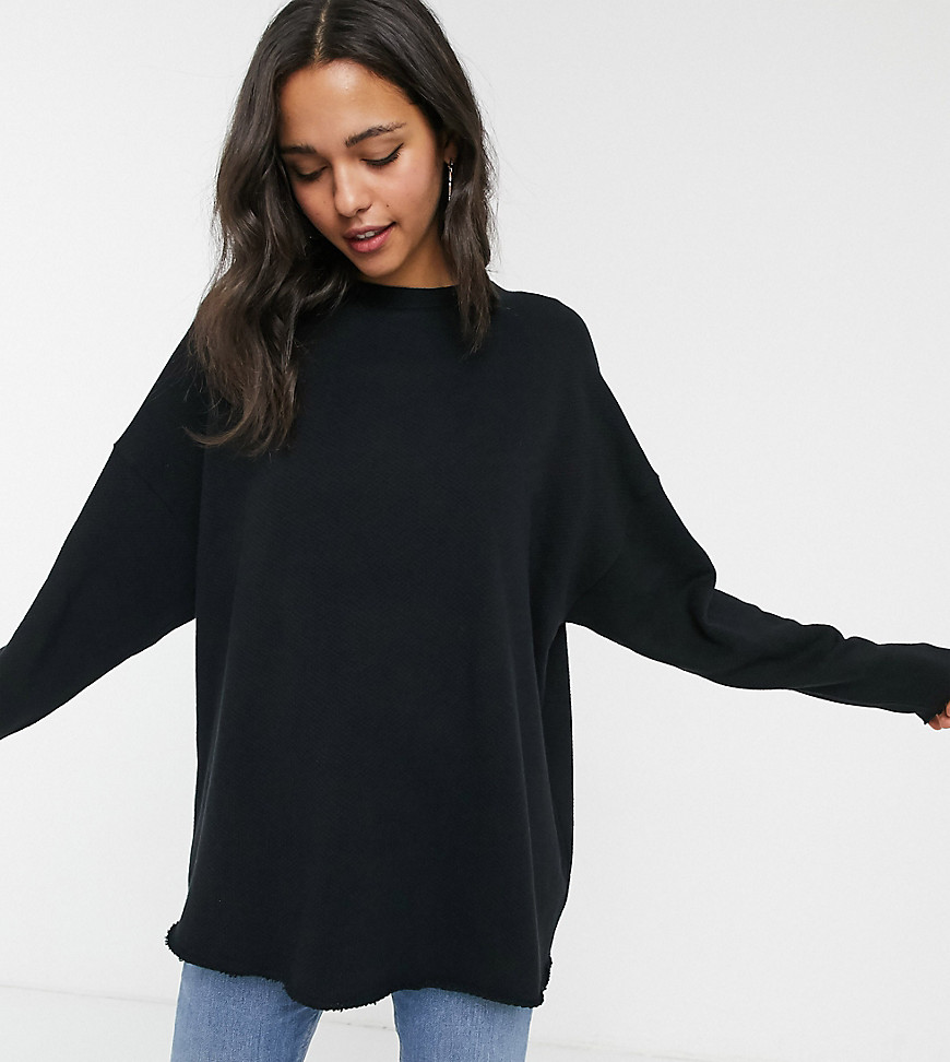 ASOS DESIGN Tall textured oversized sweatshirt in black