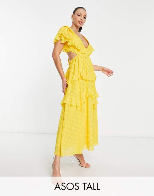 zpracovává se pastýř Fanatik yellow midi dress Obohatit Spona puls