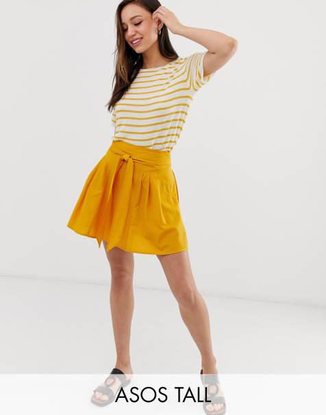 ASOS DESIGN Tall tie front mini skirt in cotton