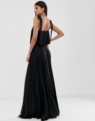 asos design pleated crop top maxi dress