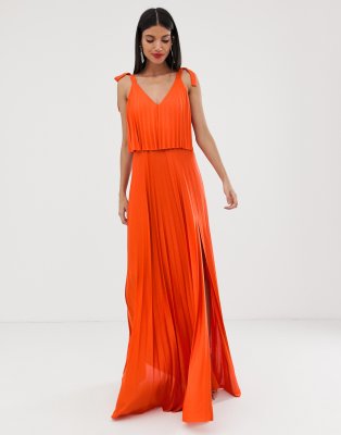 asos design pleated crop top maxi dress