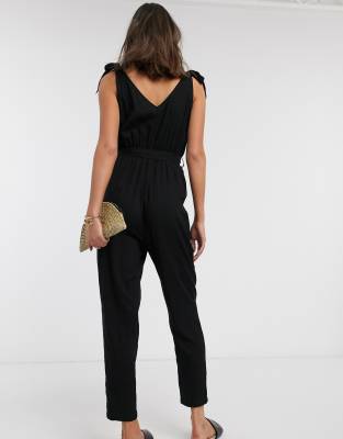 black tie strap jumpsuit