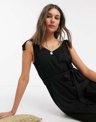 black tie strap jumpsuit