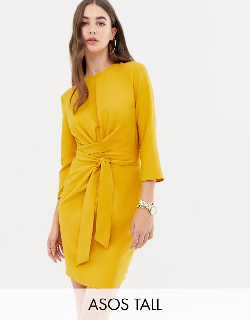 Asos design tie 2024 wrap around mini dress