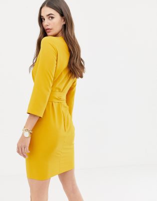 asos design tie wrap around mini dress