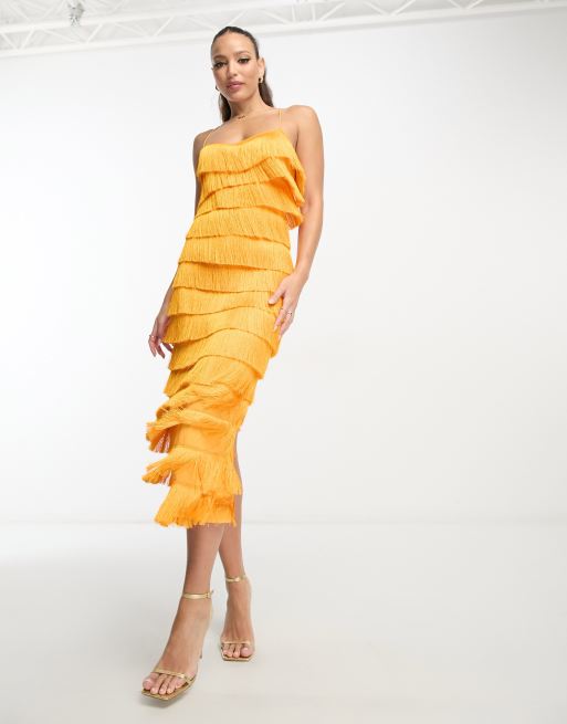 Fendi★素敵！Colorblocked Tiered Fringe Dress Tete by Odette Leather Fringe Dress | SWANK