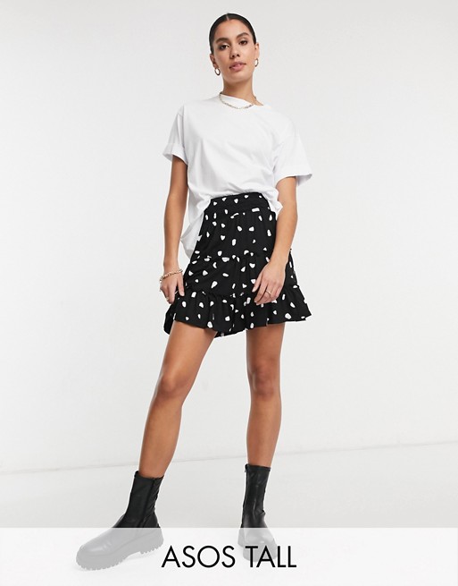 ASOS DESIGN Tall tiered mini skirt in mono print