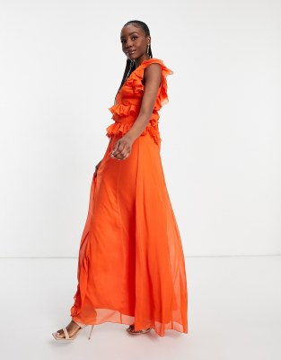 orange maxi dresses for women