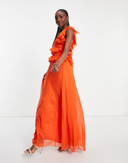 Ruffle cheap orange dress