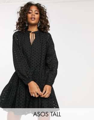 Asos design tiered trapeze shop mini dress in broderie