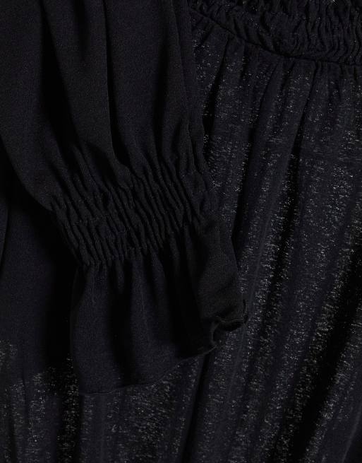 ASOS DESIGN Tall - Top froncé à manches longues et encolure haute - Noir, 4 de 4